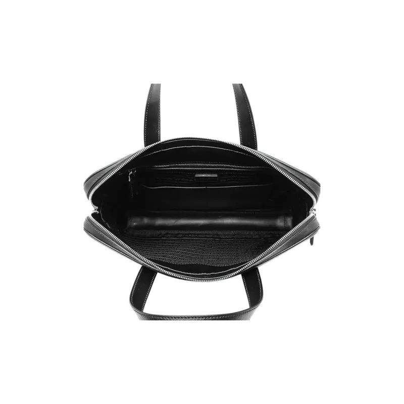 PRADA Saffiano Leather Handbag Regular Men's Black-3