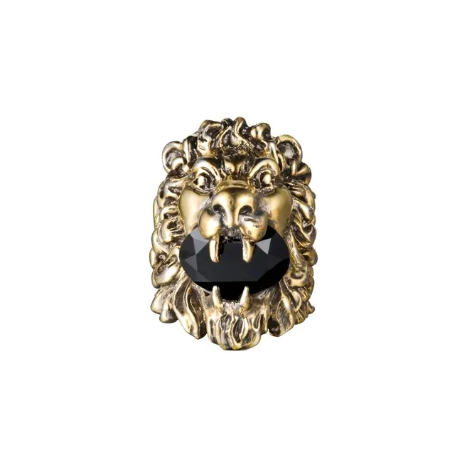 GUCCI Lion Head King Ring With Crystal-0