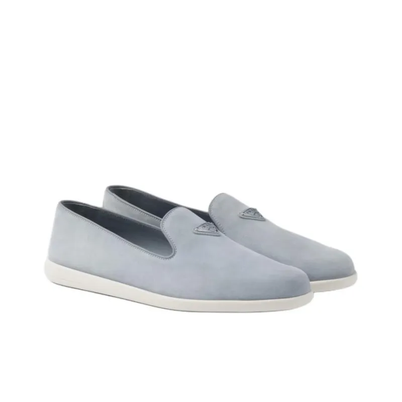 PRADA Triangle-logo Suede Loafers-2