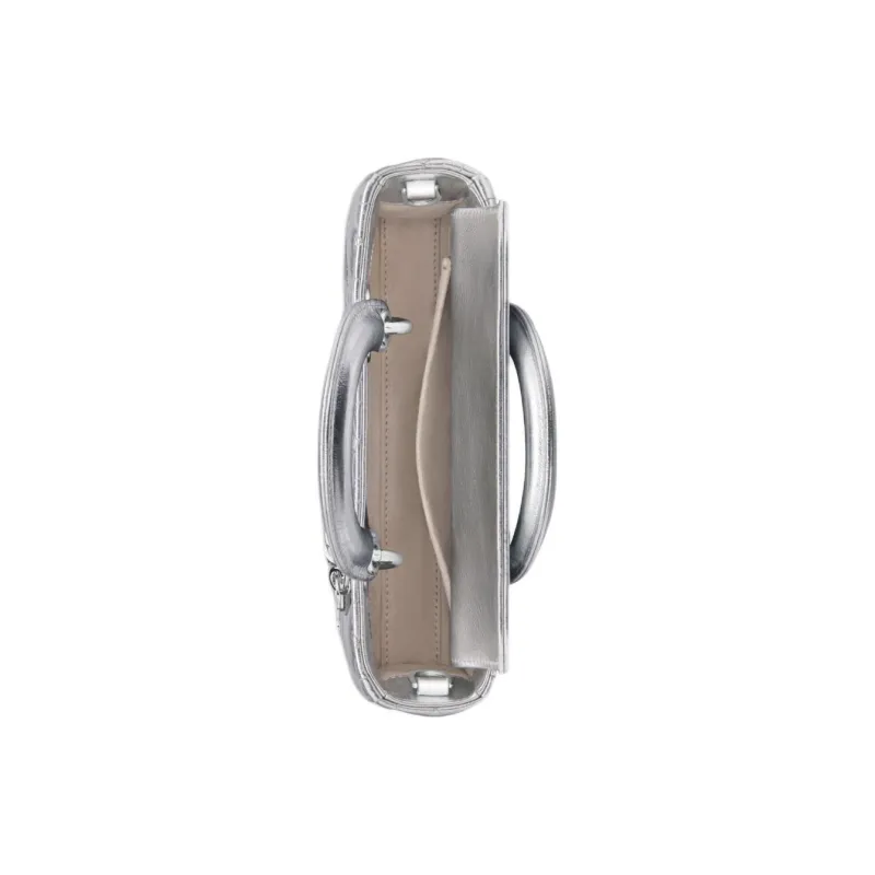DIOR Lady D-JOY Pleated Cow Leather Shoulder Bag Crossbody Bag Handbag Small Size Women's Silver-5