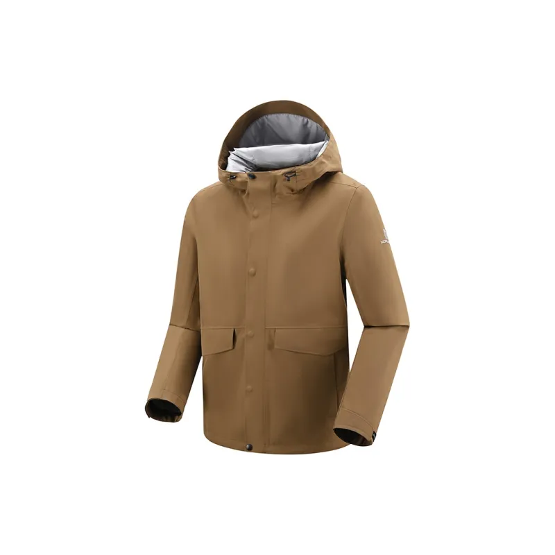 SCALER Water Resistant Windproof Breathable Wear Resistant Warm Moisture Wicking Windbreaker Jacket Men's Walnut-2