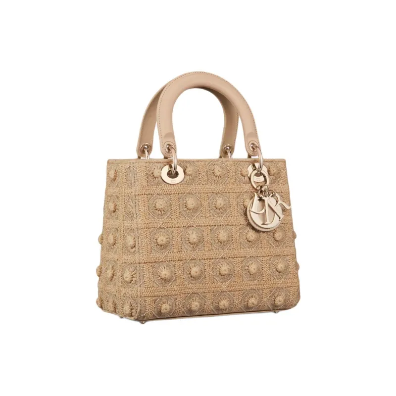 DIOR Lady Dior Cotton Fabric Lady Dior Bag, Shoulder Bag, Crossbody Bag, Handbag Medium Size Women's Natural-2