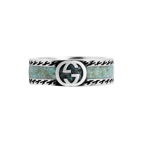 Gucci Ring With Interlocking G Silver/Brown/Turquoise
