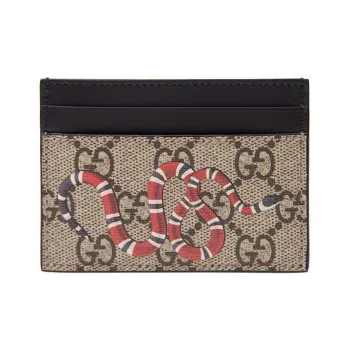 GUCCI Canvas With Leather Card Holder Card Holder Men's Ebony & Black