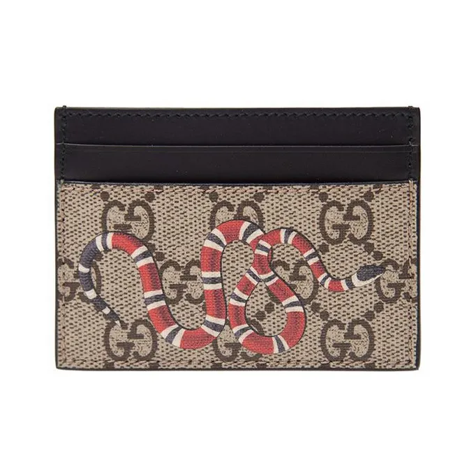 GUCCI Canvas With Leather Card Holder Card Holder Men's Ebony & Black-0