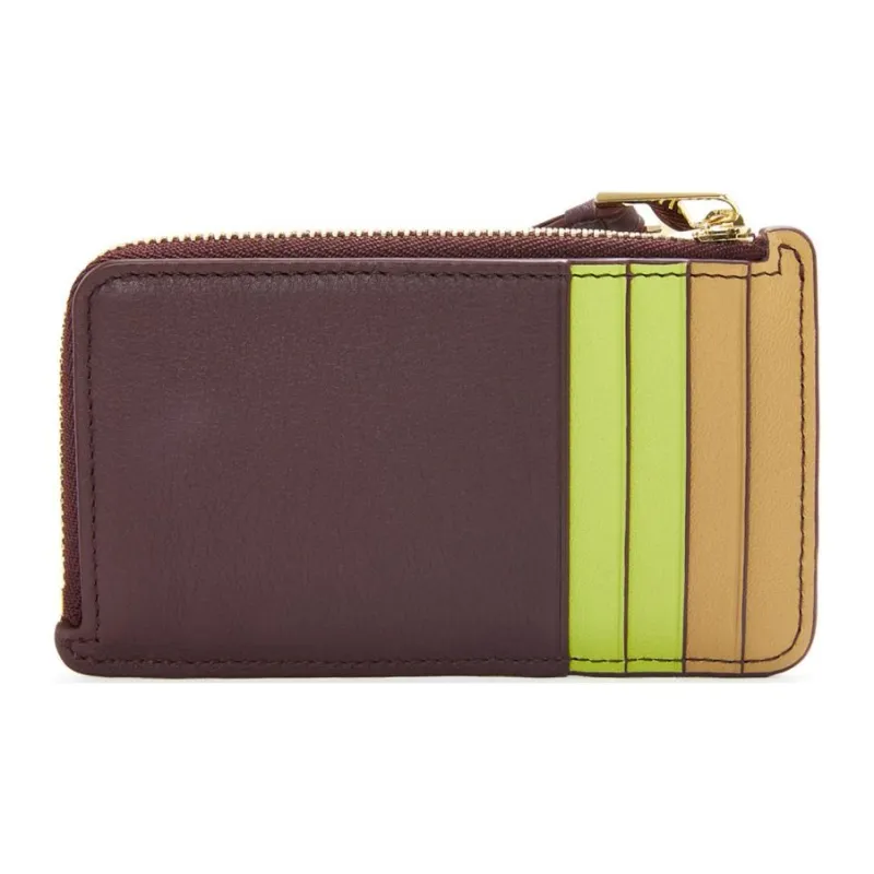 LOEWE Puzzle Calfskin Card Holder Women's Sahara Red & Cardamom-1