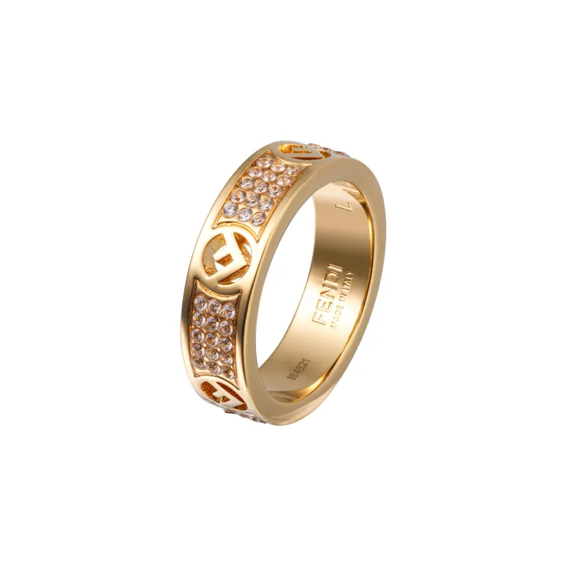 FENDI 21th Century Plated F Is FENDI Crystal Band Costume Ring-1
