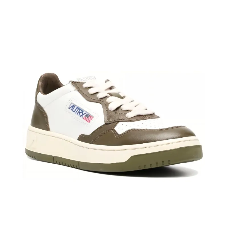 AUTRY Medalist Leather Low White Olive Women's-2