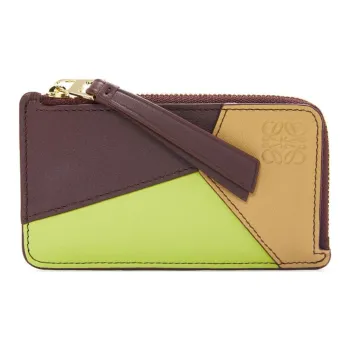 LOEWE Puzzle Calfskin Card Holder Women's Sahara Red & Cardamom