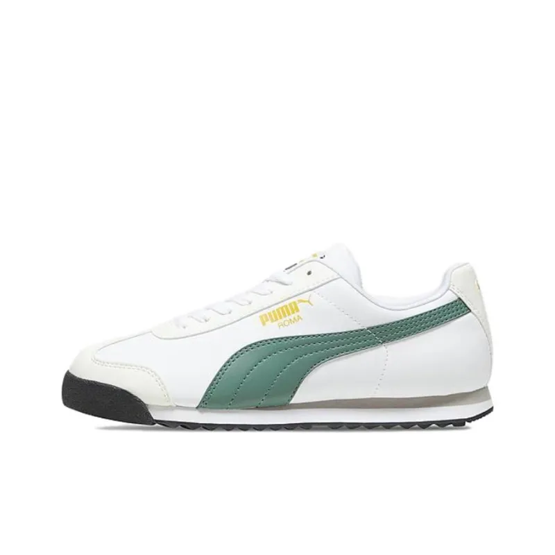 PUMA Roma Basic+ Cushioned Slip-Resistant Low-Top Casual Shoes Men's White Green-0
