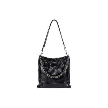LA FESTIN Cow Leather Shoulder Bag Crossbody Bag Tote Bag Women's Sassy Black/Cool White/Misty Gray Green/Denim Blue