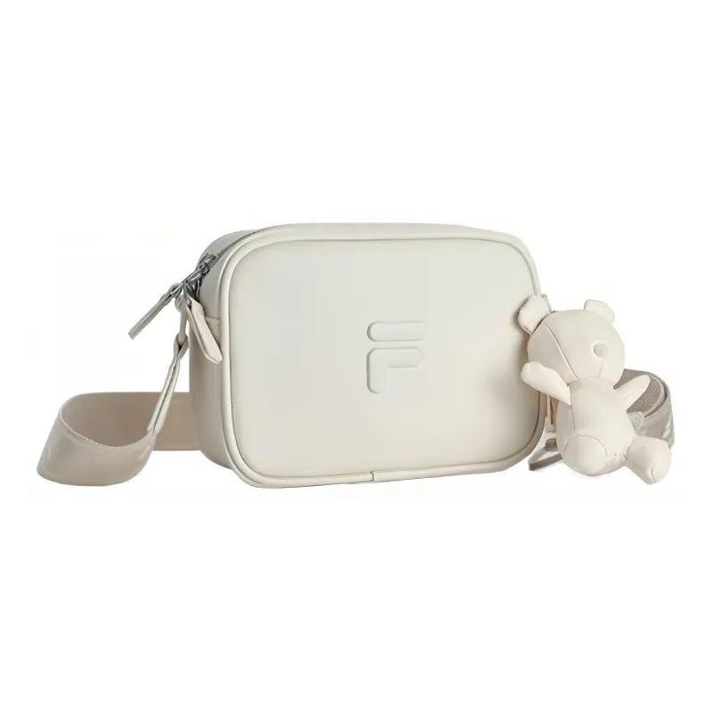 FILA FUSION Polyurethane With Synthetic Leather Cute Bear Camera Bag, Shoulder Bag, Crossbody Bag Unisex Steam White-2