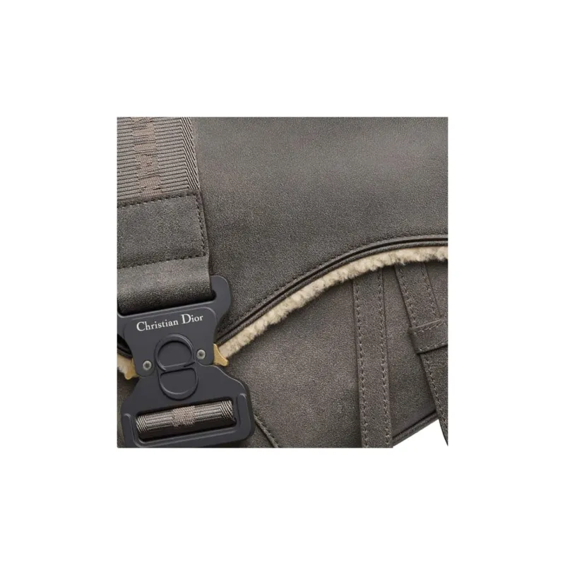 DIOR Sheepskin Saddle Bag, Shoulder Bag, Crossbody Bag Regular Men's Dark Gray-4