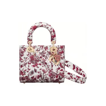 DIOR Lady DiorMy ABCDior Cow Leather Dior Bag Shoulder Bag Crossbody Bag Handbag Small Size Women's White & Red