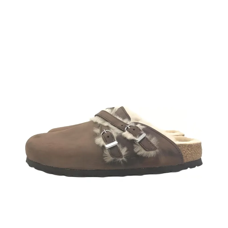Birkenstock Blair Shearling Oiled Leather Sandals 'Brown' Women's-1