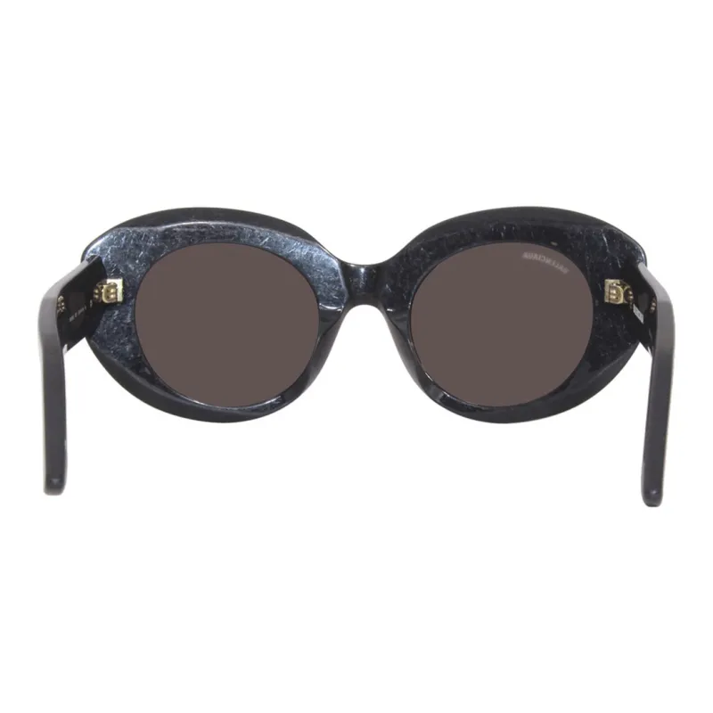 Balenciaga Plastic Oval Sunglasses Women's Black-3
