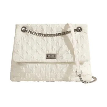 JANE KLAIN PU Laminated Textile Tote Shoulder Bag Crossbody Bag Unisex White/Black
