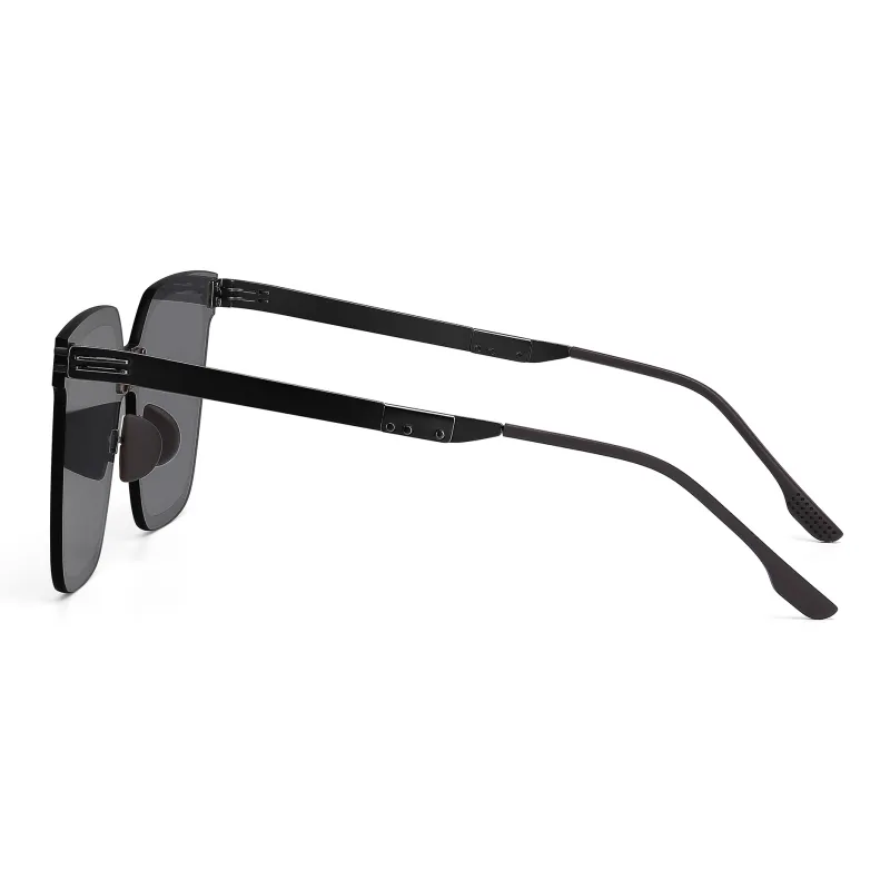 PULAIS Square Sunglasses Unisex Black-5