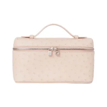Loro Piana ExtraPocket Ostrich Leather Handbag, Shoulder Bag, Crossbody Bag, Clutch Women's Plum Blossom Color