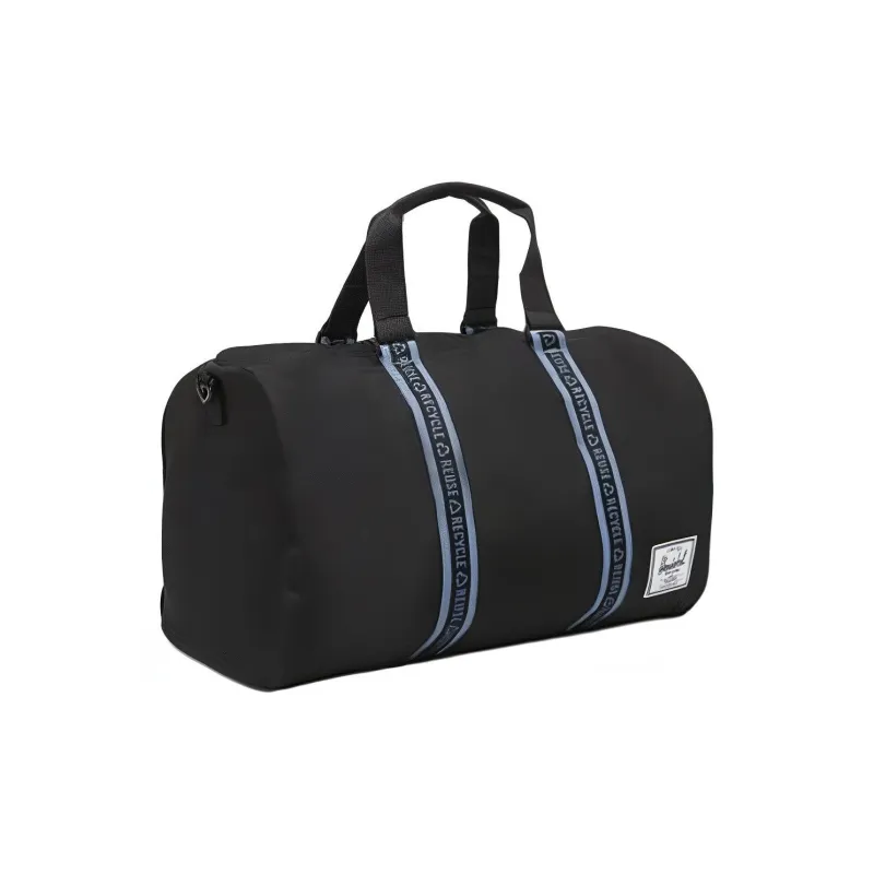 Herschel Recycled Material Shoulder Bag Crossbody Bag Handbag Large Size Unisex Black/Rippling Blue-4