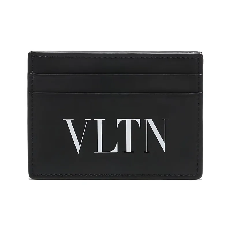 Valentino Cow Leather Card Holder Card Holder Men's Black White-0