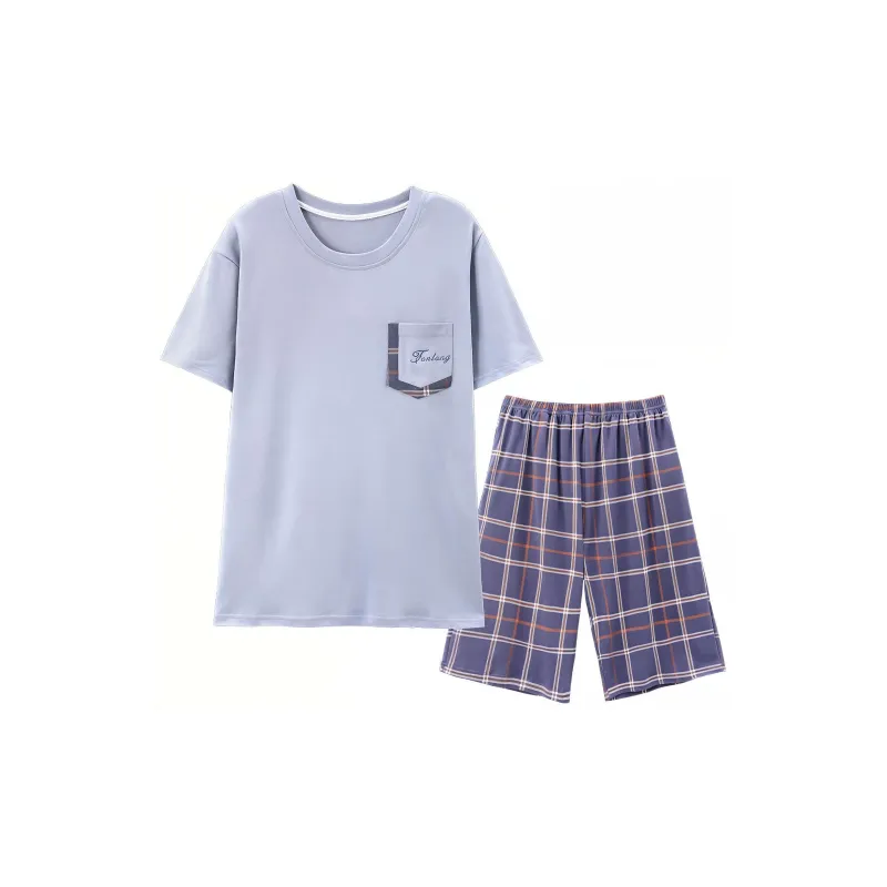 Follow The United States Pajama Set Men's Gray Blue-0
