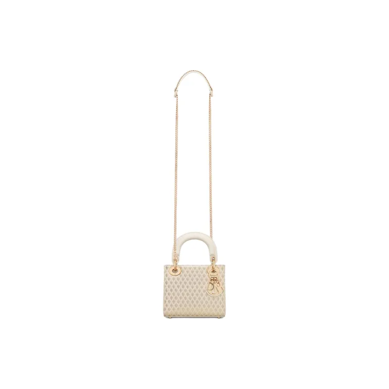 DIOR Jacquard Fabric Dior Bag Shoulder Bag Crossbody Bag Handbag Mini Women's Gold-3