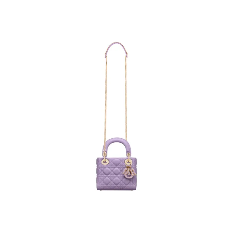 DIOR Lady Dior Sheepskin Dior Bag Shoulder Bag Crossbody Bag Handbag Mini Women's Light Purple-1