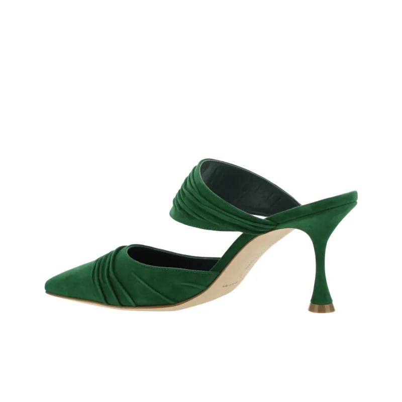 MANOLO BLAHNIK Wrap toe Slippers Women's Green-2