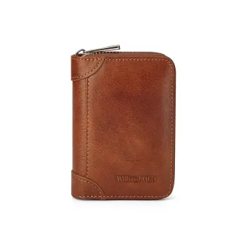 WilliamPOLO Cow Leather Coin Purses Card Holders Regular Men's Yellow Brown/Black Coffee