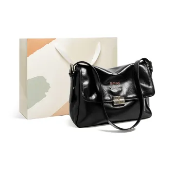 15 MINS Synthetic Leather Tote Bag Elegance Fashion Advanced Feminine Crossbody Bag Shoulder Bag Women's Black