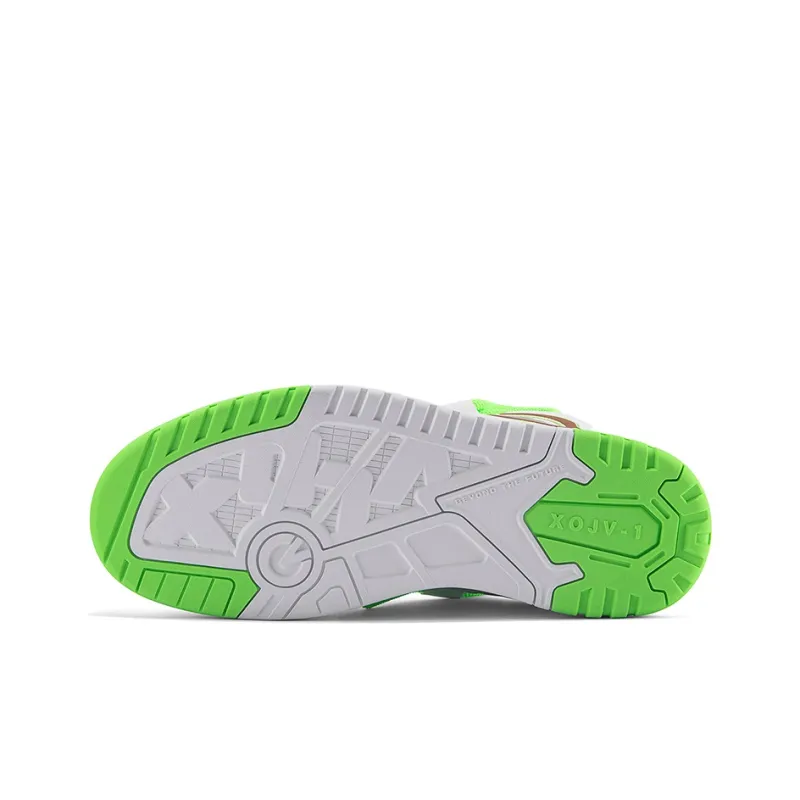 BIGWASP Anti Slip Wear Resistant Low Top Skateboard Shoes Unisex White Green-5
