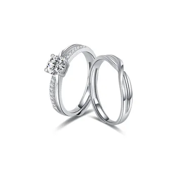 FANCI S925 Silver Set With Gemstones Ring Pair Unisex