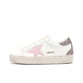 Golden Goose Hi Star White Antique Pink Glitter Women's