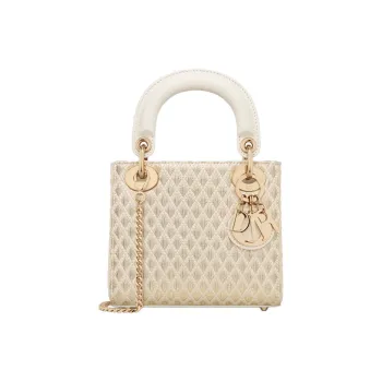 DIOR Jacquard Fabric Dior Bag Shoulder Bag Crossbody Bag Handbag Mini Women's Gold