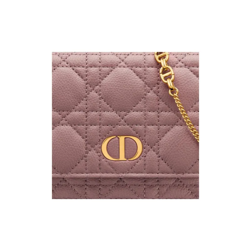 DIOR Caro Soft Cow Leather One Shoulder Crossbody Clutches Women's Peony Pink-4