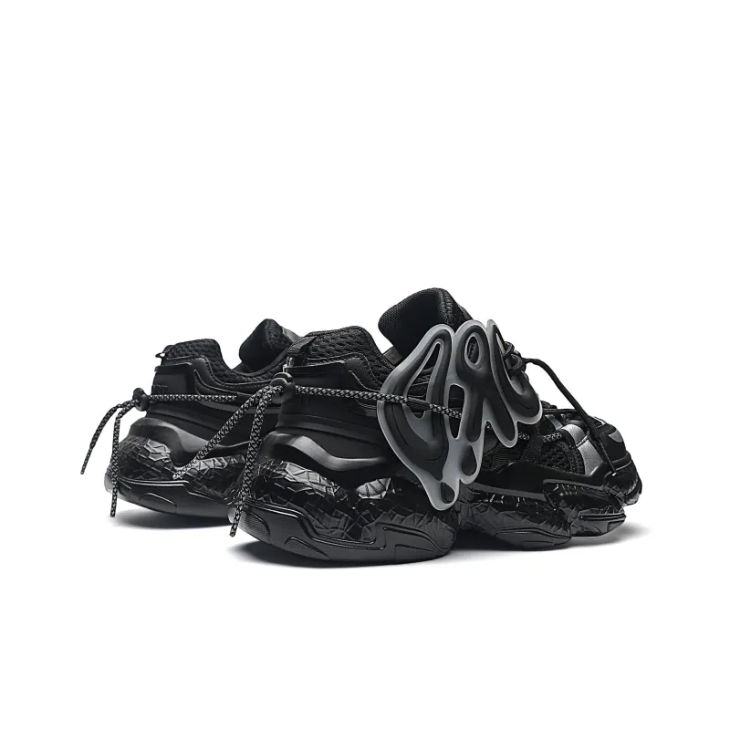 ORD Wear resistant Lightweight Breathable And Non slip. Low Top Chunky Sneakers Unisex Black-4