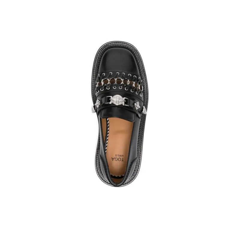 TOGA VIRILIS Stud-embellished Leather Loafers-4