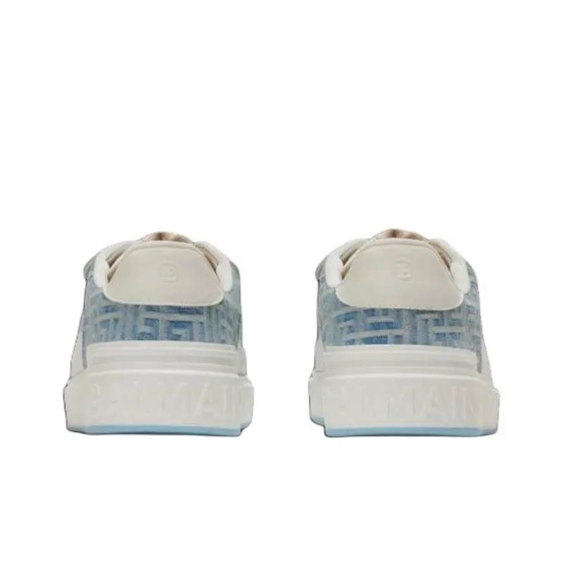 BALMAIN B-Court Monogram Denim Sneakers-2