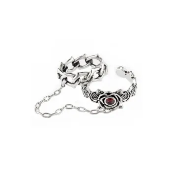 ROCK&RIDE 925 Sterling Silver Inlaid Gemstone # Good Luck Rings Women's