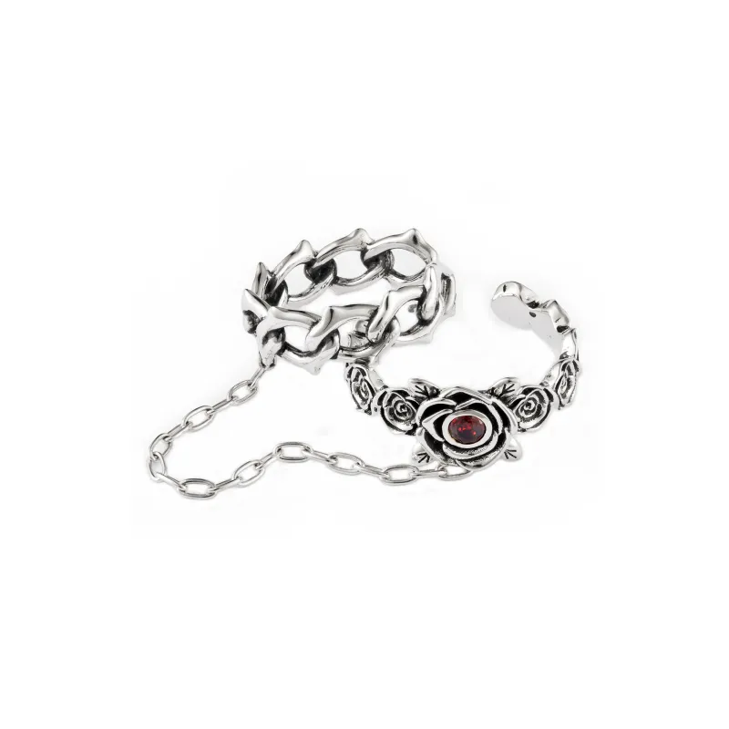 ROCK&RIDE 925 Sterling Silver Inlaid Gemstone # Good Luck Rings Women's-0