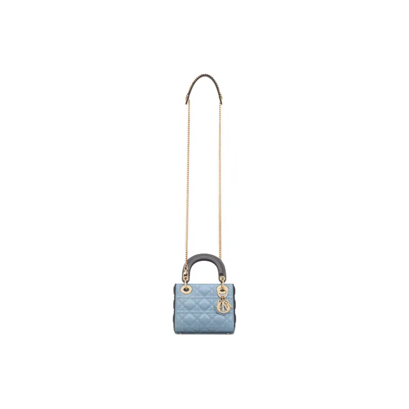 DIOR Lady Dior Sheepskin Dior Bag Shoulder Bag Crossbody Bag Handbag Mini Women's Blue & Gray-1