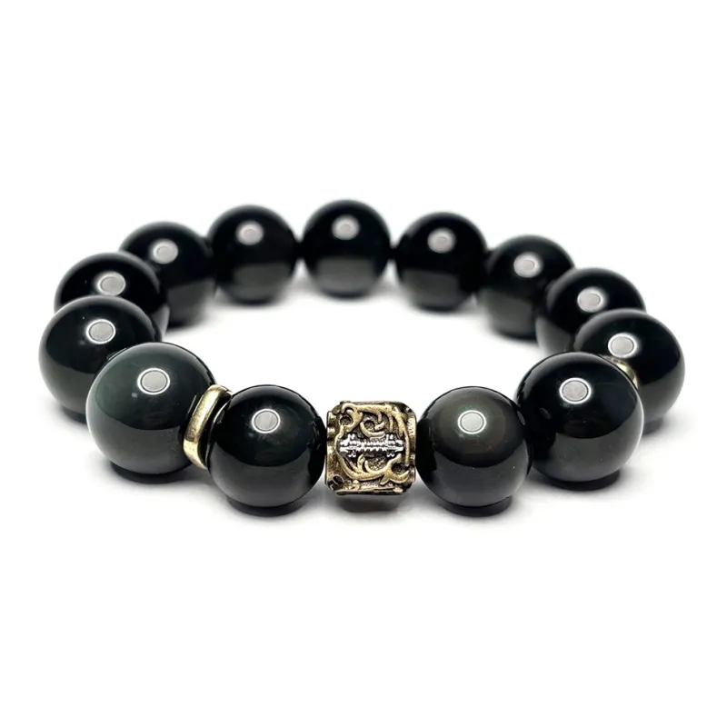 MOUNTAINS AND MANS Obsidian Fortune Beaded Bracelet Men's-3