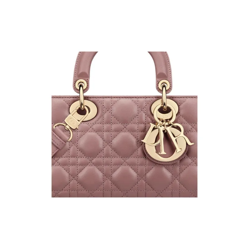 DIOR Lady D-JOY Sheepskin Daisie Bag Shoulder Bag Crossbody Bag Handbag Medium Size Women's Pink Peony-5