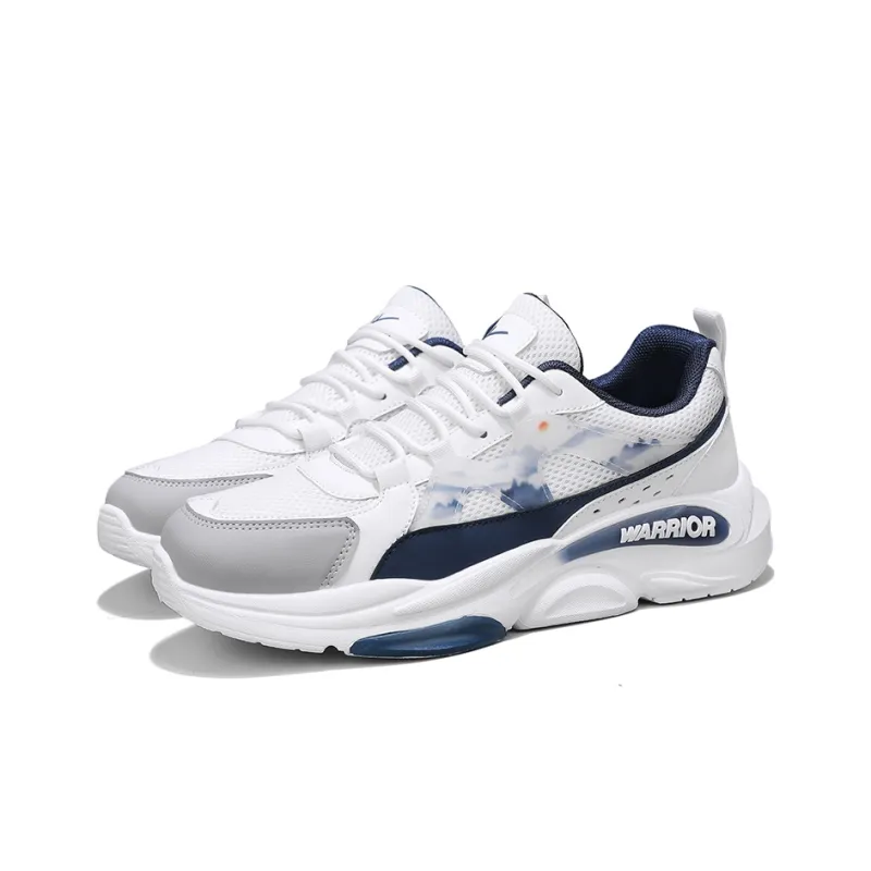 Warrior Ink Wash Painting Collection Height Increasing Low-Top Chunky Sneakers Men's White Blue-2
