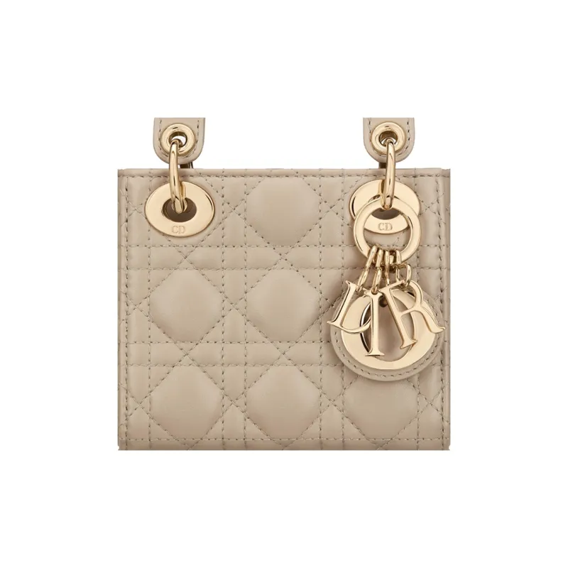 DIOR Lady Dior Sheepskin Daisie Bag Shoulder Bag Crossbody Bag Handbag Extra Mini Women's Beige-5