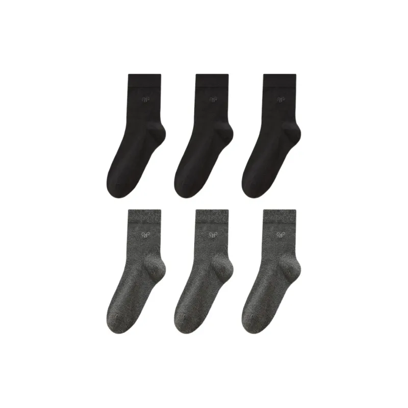 H YXIANG Mid Calf Socks Men's 6 Pack-6