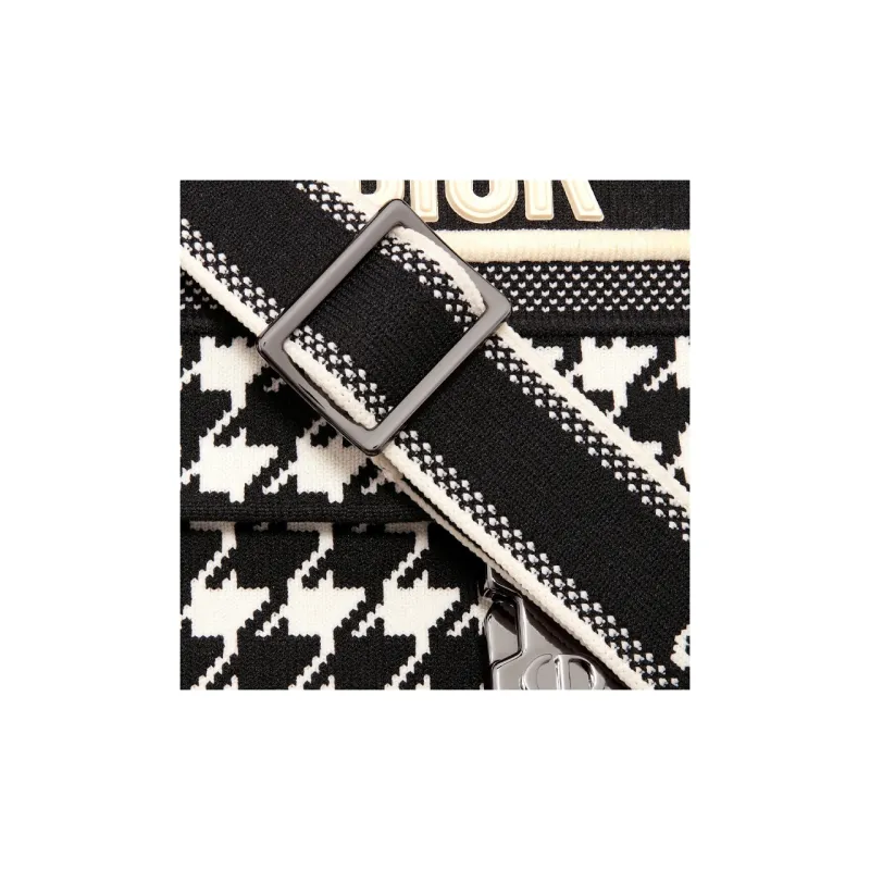 DIOR DiorCamp Technical Knitted Fabric Messenger Bag Shoulder Bag Crossbody Bag Small Size Women's Black/White-5