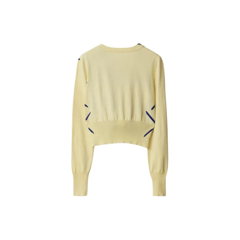Burberry Argyle intarsia Cropped Cotton Jumper-1