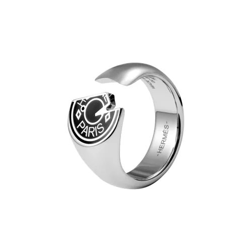 HERMES Rings Men Silver/Black